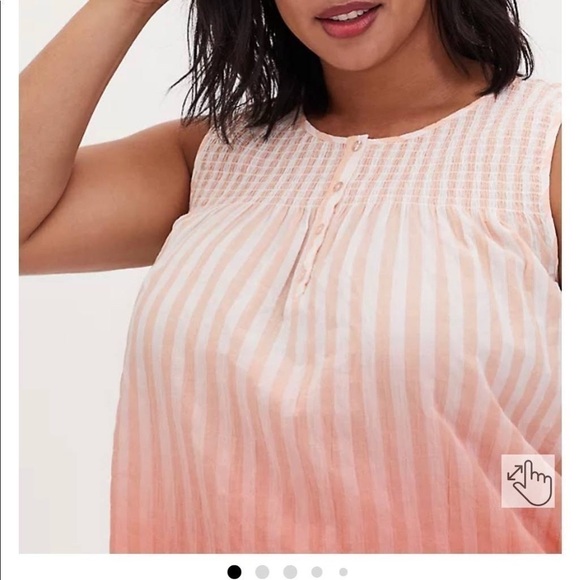 Torrid Cotton Smocked Henley Tank - Picture 4 of 14